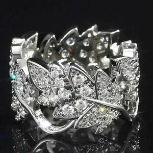 🍁925 Silver Plated Beautiful Silver Bague Leaf Women Ring, GPMB1433